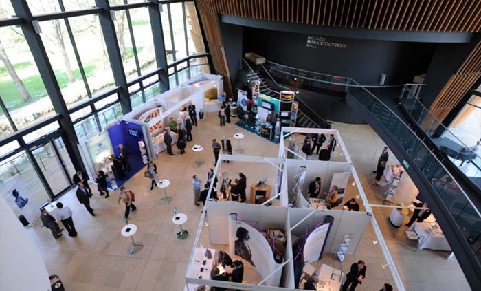 A large foyer for networking, catering and meeting conference traders and delegates
